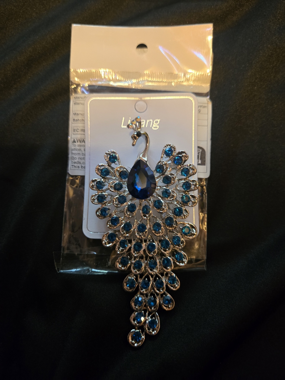 Blue Peacock Crystal Pendant Brooch - Women Jewelry